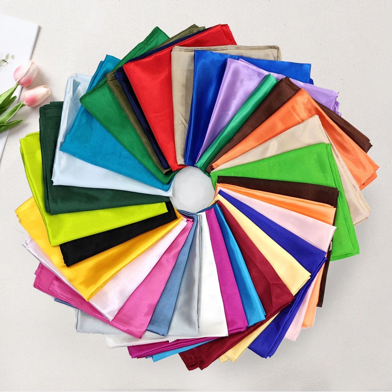 Solid Color New 90 Large Square Silk Imitation Monochrome Large Silk Scarf Hip-Hop Headscarf Net Color Scarf - Image 4