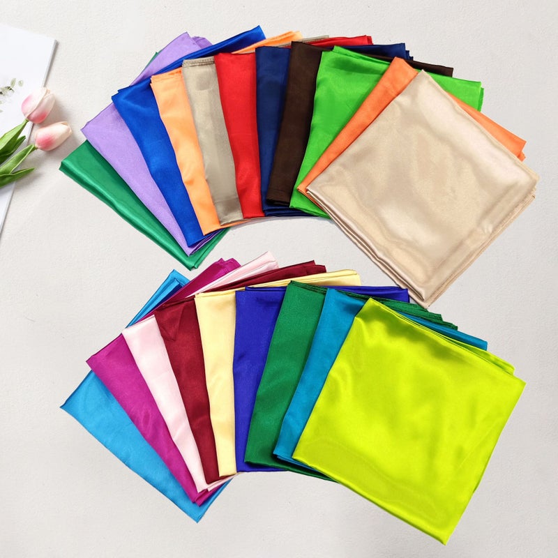 Solid Color New 90 Large Square Silk Imitation Monochrome Large Silk Scarf Hip-Hop Headscarf Net Color Scarf - Image 3