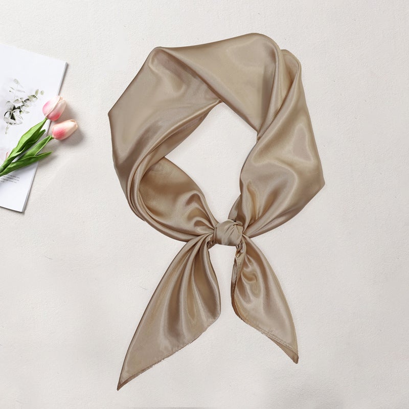 Solid Color New 90 Large Square Silk Imitation Monochrome Large Silk Scarf Hip-Hop Headscarf Net Color Scarf - Image 1