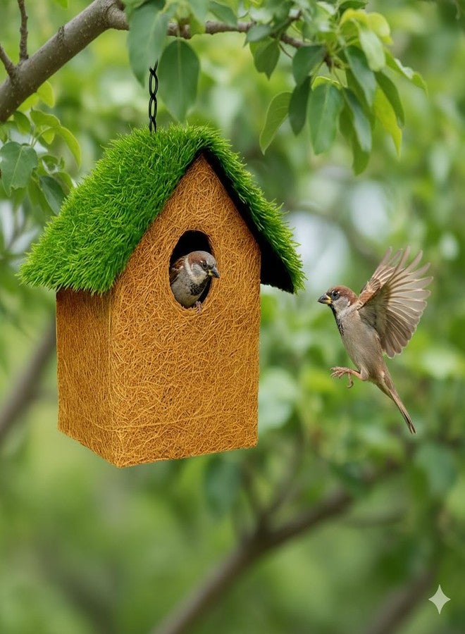 LIVEONCE Hanging Coconut Coir Bird House Pack of 2 - Image 3