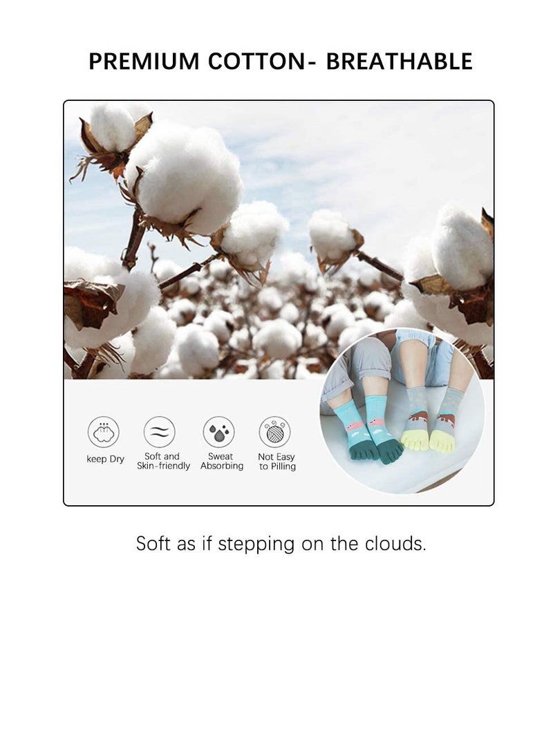 Barakah 5 Pairs Cartoon Children Toe Socks Cotton Kids Finger Funny C ute Animal Pattern Novelty Christmas Sock for Boys Girls (6-9 Years) - Image 3