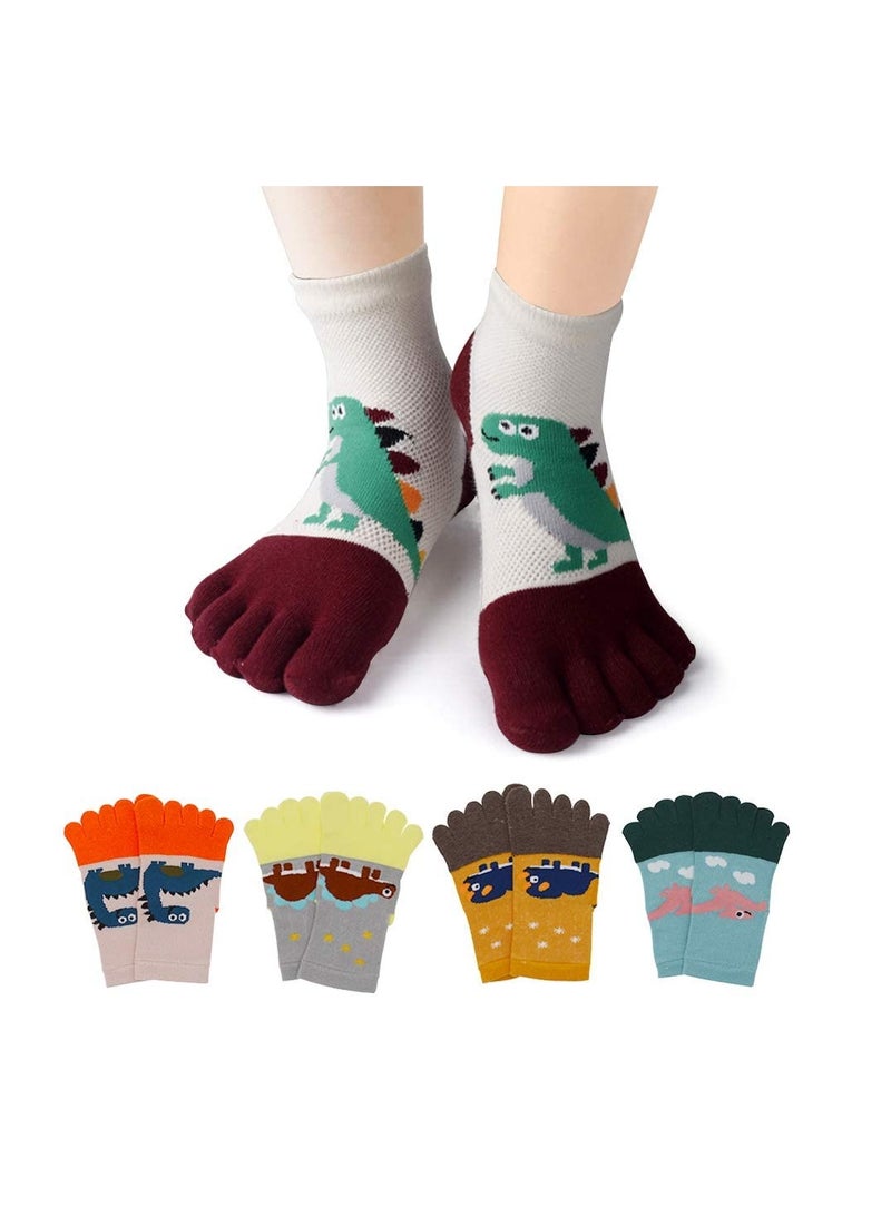Barakah 5 Pairs Cartoon Children Toe Socks Cotton Kids Finger Funny C ute Animal Pattern Novelty Christmas Sock for Boys Girls (6-9 Years) - Image 1