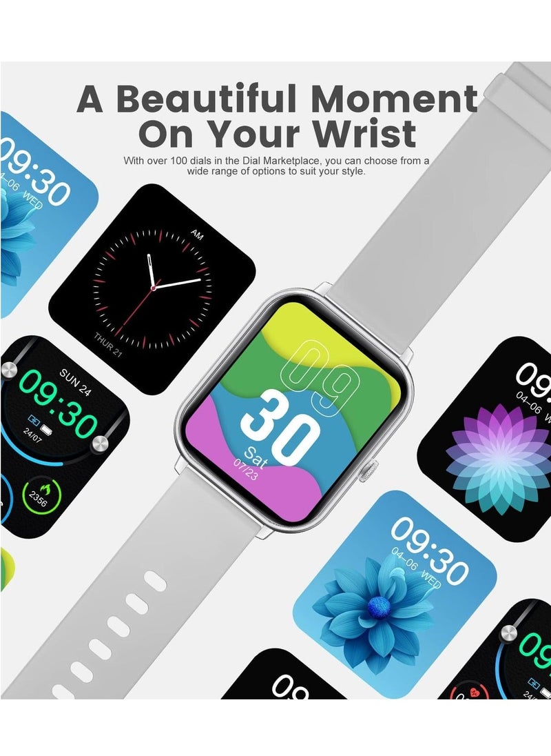 1.85-inch Smartwatch with Answer/Make Calls, Fitness Tracker Heart Rate Monitor, Sleep Monitor, Step Counter with 21 Sports Modes, IP68 Waterproof Smart Watch for Android/iPhones