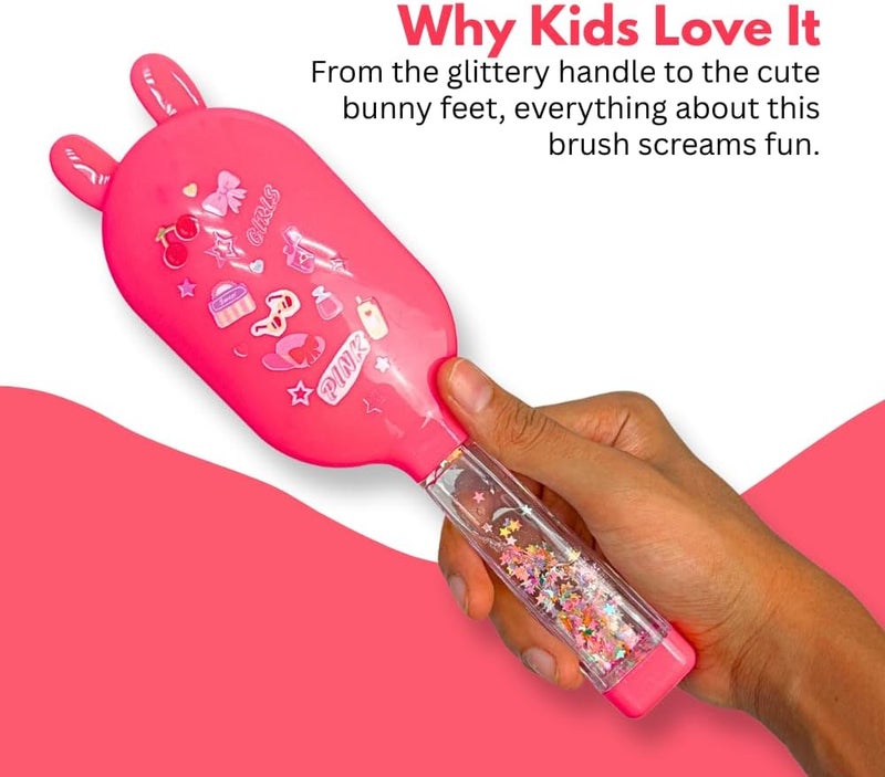 Glitters Kids Sparkle Hair Brush with Floating Star Glitter, Easy-Grip Handle, Flexible Bristles (Red) - Image 5
