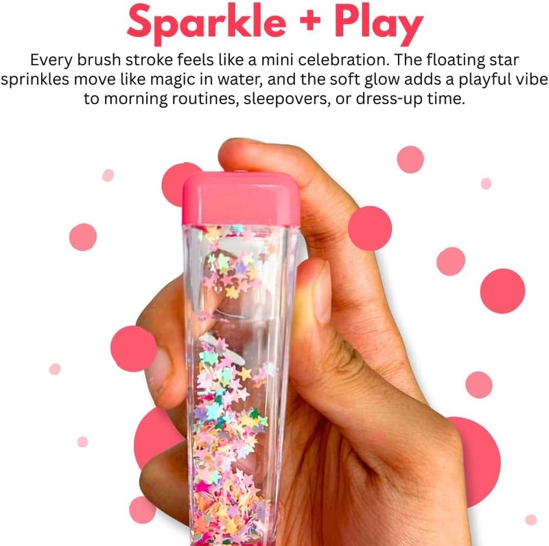 Glitters Kids Sparkle Hair Brush with Floating Star Glitter, Easy-Grip Handle, Flexible Bristles (Red) - Image 4