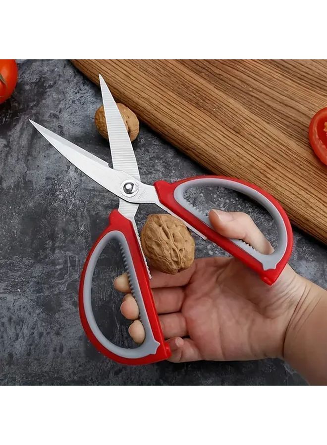 مقص أحمر حاد للغاية من الفولاذ المقاوم للصدأ مع مقبض مريح للمكتب والمنزل - Image 5