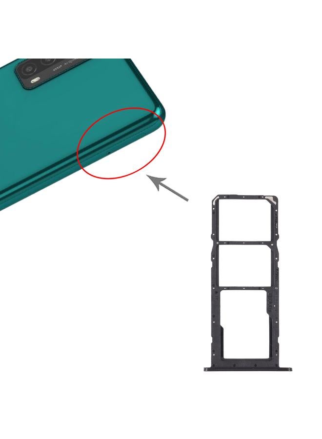 erorex SIM Card Tray + SIM Card Tray + Micro SD Card Tray for Huawei Y7a (Black) - Image 4