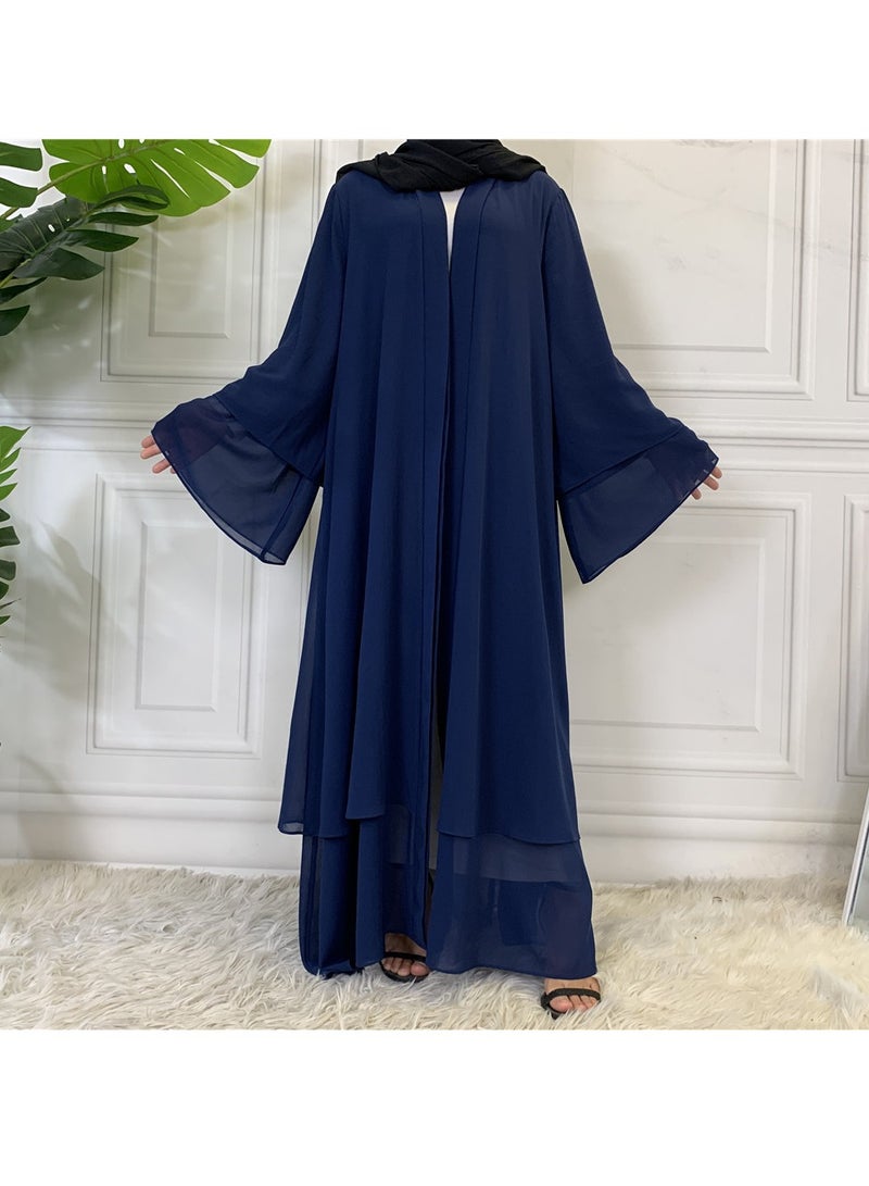 إسكدنيا Women Abaya, Comfortable Muslim Dress Solid Loose Fit Long Cardigan Hijab, Durable And Breathable Robe Open Front Kaftan Maxi Dress For Women Teens, (Size L, Sapphire) - Image 1