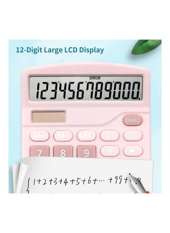 إسكدنيا آلة حاسبة مكتبية بوظيفة قياسية بشاشة سعة 12 رقما وردي - Image 4