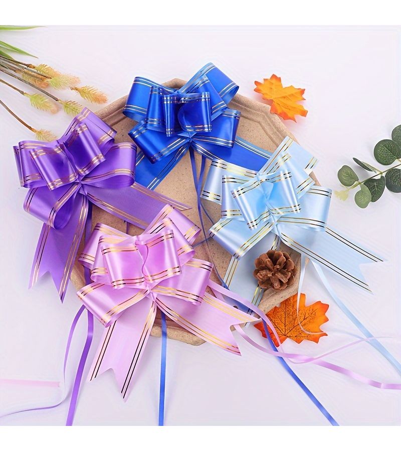 Pink 30pcs Large Gift Wrapping Bows 5.5 Inch Diameter Gold Border - Image 4
