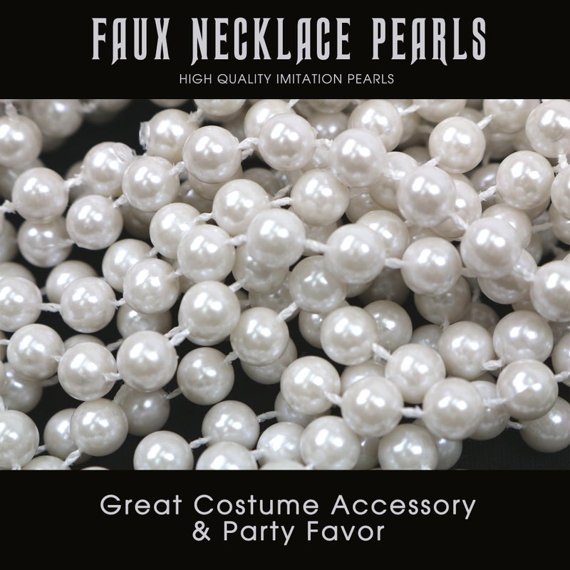 Skeleteen Faux White Pearl Necklaces - Pearl Beaded Necklace Party Favors - 12Pk - Image 2