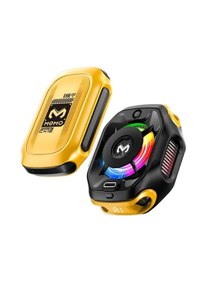 MEMO CX12 Semiconductor Phone Cooler for Game Fan PUBG, 2-Speed Adjustable Portable Phone Cooling Radiator Without Noise, AI Smart Temperature Control Yellow Cell Phone Cooler for Mobile Gaming & Live Streaming - Image 2