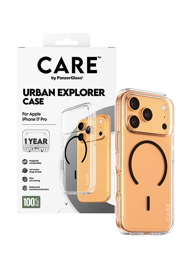 بانزرجلاس كفر حماية بانزر جلاس CARE فلاقشيب اربان اكسبلورر MagSafe أسود ايفون 17 برو شفاف - Image 2