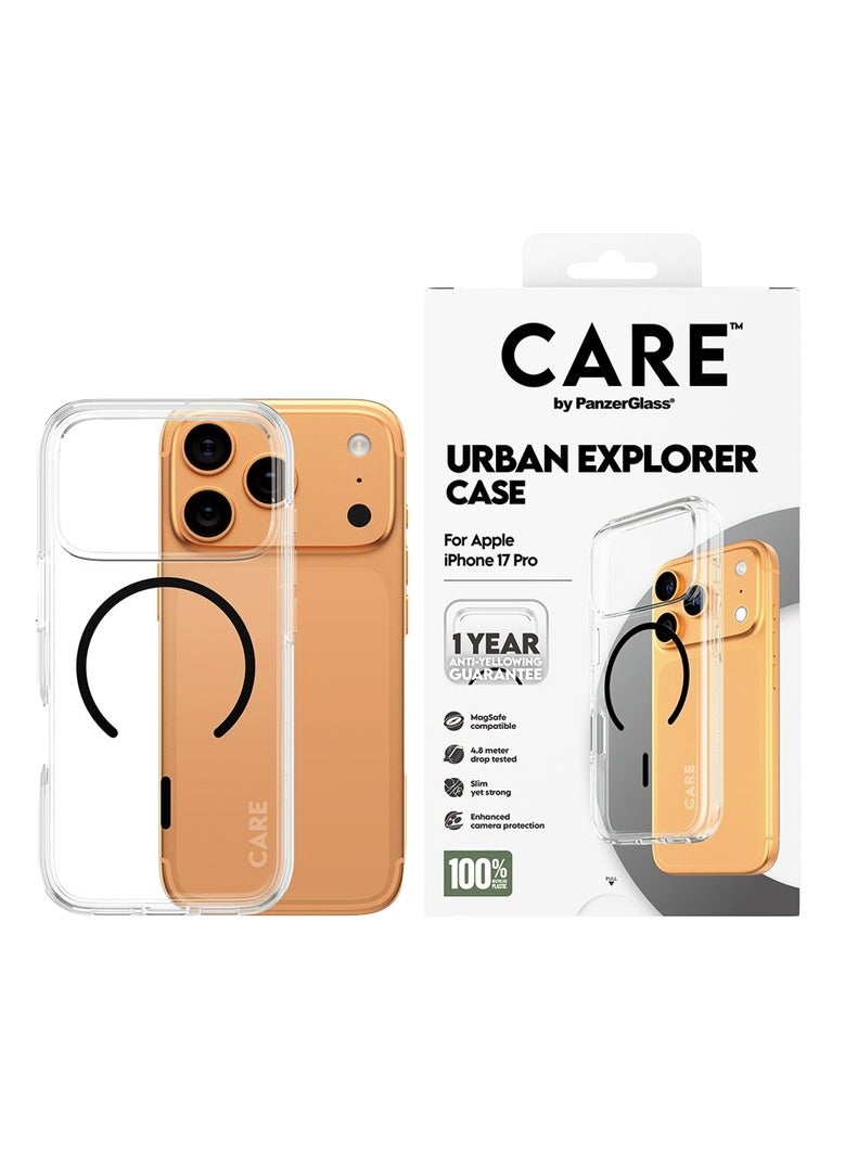 بانزرجلاس كفر حماية بانزر جلاس CARE فلاقشيب اربان اكسبلورر MagSafe أسود ايفون 17 برو شفاف - Image 1