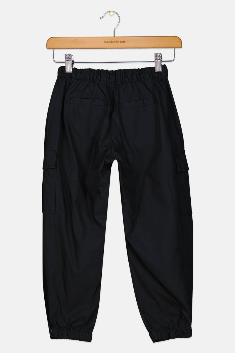 GAP Kids Girl Plain Toggle Closure Cargo Pants, Black  - Image 2