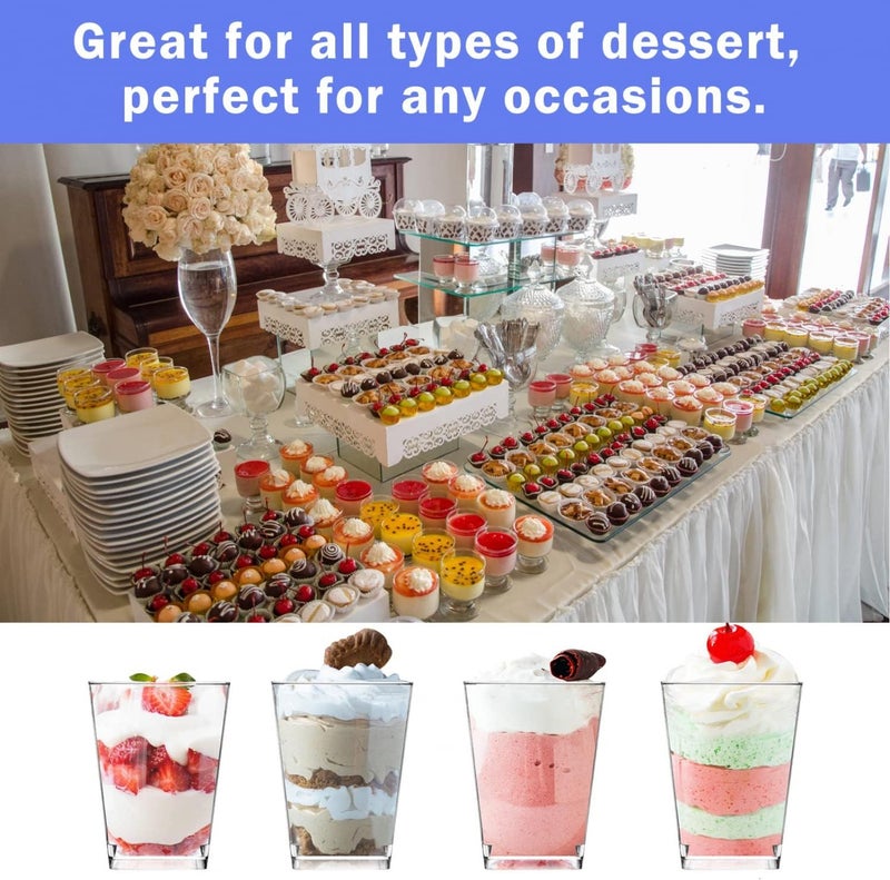 Monrocco 50 Pack 5 oz Plastic Dessert Cups with Lids and Spoons, Small Parfait Yogurt Pudding Cups with Lids for Party, Clear Mini Dessert Shooter Cup for Fruit Trifle Ice Cream - Image 5