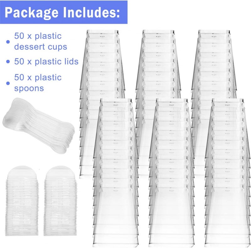 Monrocco 50 Pack 5 oz Plastic Dessert Cups with Lids and Spoons, Small Parfait Yogurt Pudding Cups with Lids for Party, Clear Mini Dessert Shooter Cup for Fruit Trifle Ice Cream - Image 3