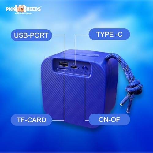 Pick Ur Needs Wireless Rechargeable Portable Bluetooth Speaker | Water Proof | Splash Proof | Premium Speaker Compatible with All Mobile Phone (Blue) - Image 2