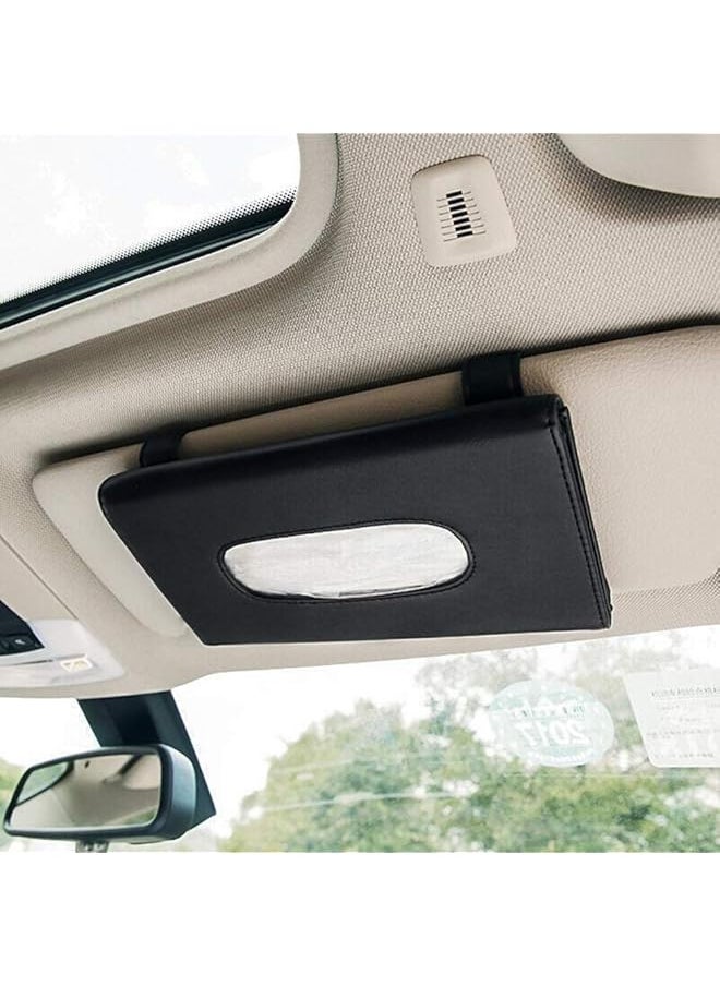 erorex - Car Tissue Holder Sun Visor Napkin Dispenser Truck Vehicle Paper Towel Box Pu Leather Tissue Case Cover For Backseat And Sun Visor - Image 1