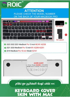 GROIC MacBook Shortcuts Keyboard Cover for 2023 MacBook Pro 13 M2, 2020-2023 MacBook Pro 13 A2338 M2 M1 A2251 A2289 Touch Bar Keyboard Cover Skin, Mac OS X Shortcut Skin  - Image 3
