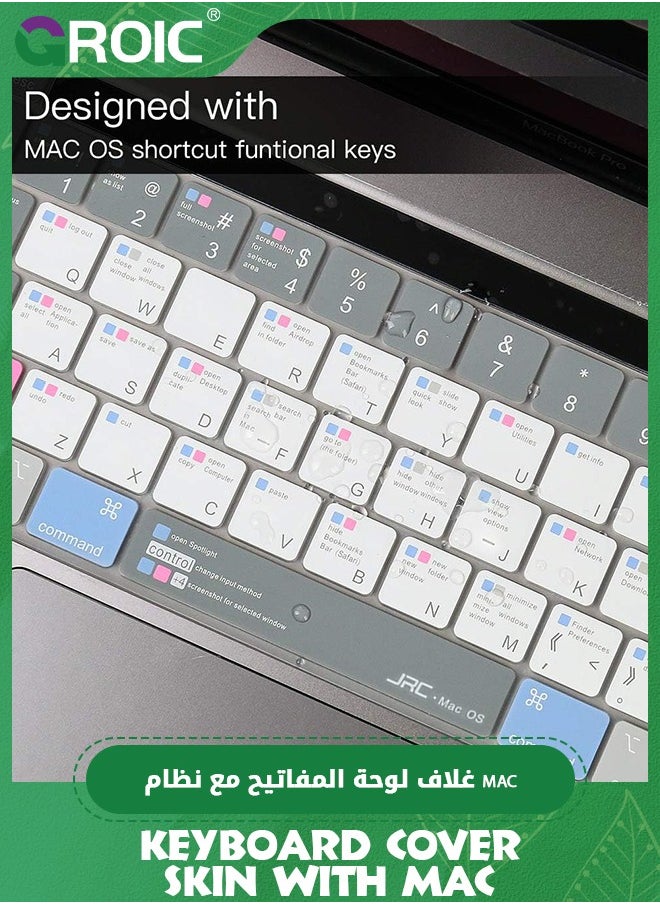 GROIC MacBook Shortcuts Keyboard Cover for 2023 MacBook Pro 13 M2, 2020-2023 MacBook Pro 13 A2338 M2 M1 A2251 A2289 Touch Bar Keyboard Cover Skin, Mac OS X Shortcut Skin  - Image 4