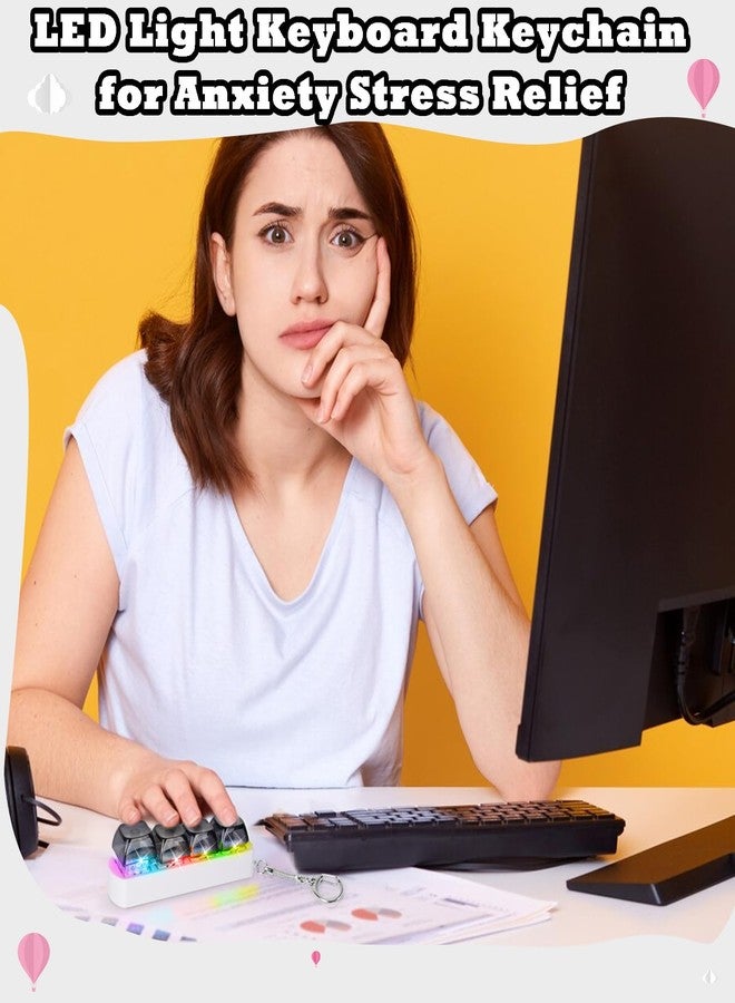 FunisFun Keyboard Fidget Toy for Adults Keyboard Clicker with LED Light Keychain Fidget Stress Relief Sensory Toy - Image 4