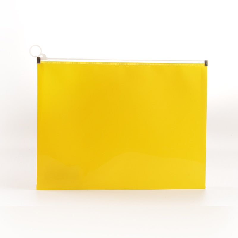 Generic KOBEST A4 Clear Document Bag A5 Zippered Office File Pouch A4-Yellow-E8100 (Pack of 12) 