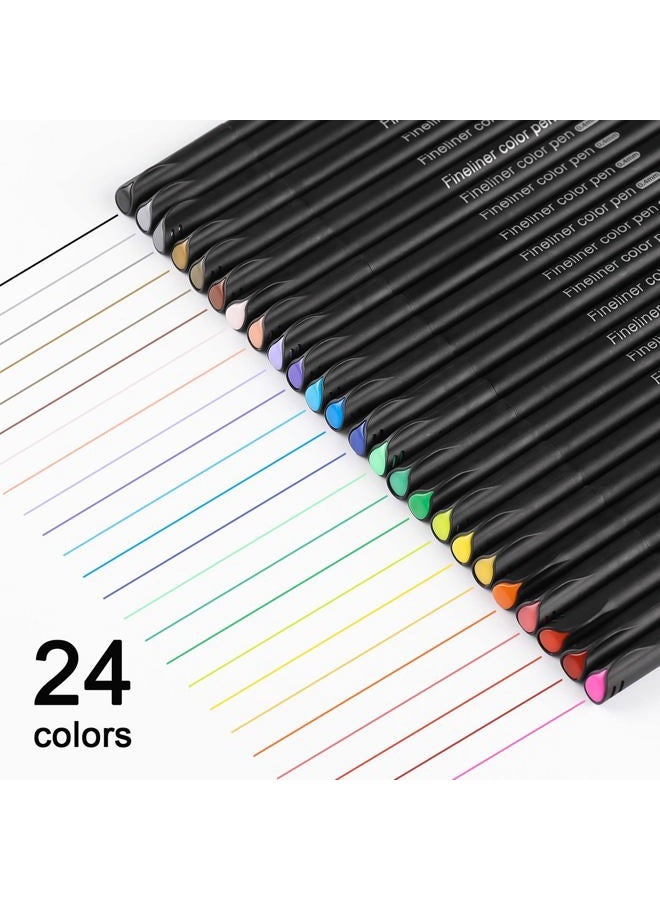Dyvicl Journal Planner Pens Colored Pens, 24 Colors 0.4mm Fineliner Pen Set Fine Point Markers Drawing Pens for Journaling, Note Taking, Calendar, Adult Coloring, Scrapbooking - Image 2