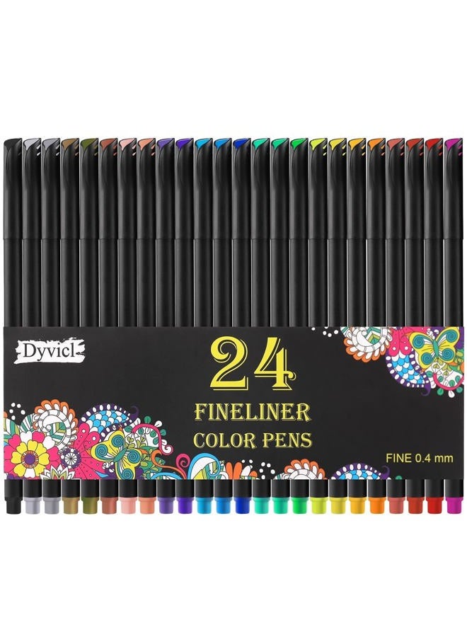 Dyvicl Journal Planner Pens Colored Pens, 24 Colors 0.4mm Fineliner Pen Set Fine Point Markers Drawing Pens for Journaling, Note Taking, Calendar, Adult Coloring, Scrapbooking - Image 1