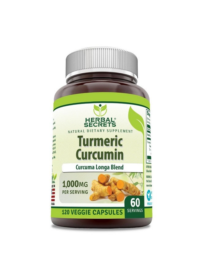 Herbal Secrets Turmeric Curcumin Supplement | 1000 Mg Per Serving | 120 Veggie Capsules | Blend of Turmeric Powder & Turmeric Extract | Non-GMO | Gluten Free | Made in USA - Image 1