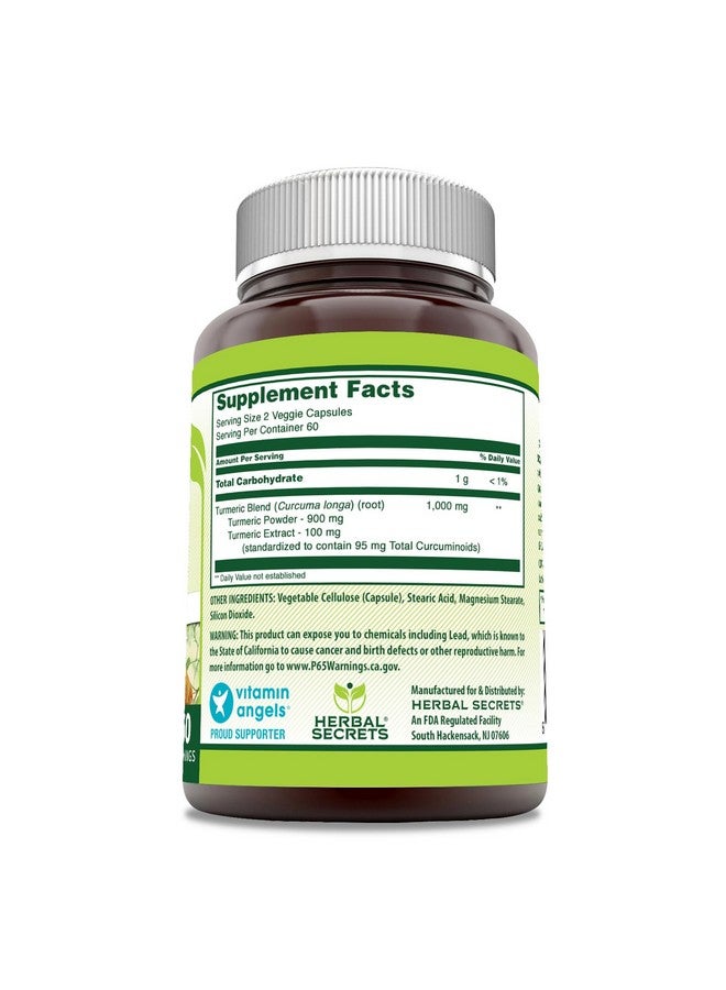 Herbal Secrets Turmeric Curcumin Supplement | 1000 Mg Per Serving | 120 Veggie Capsules | Blend of Turmeric Powder & Turmeric Extract | Non-GMO | Gluten Free | Made in USA - Image 2