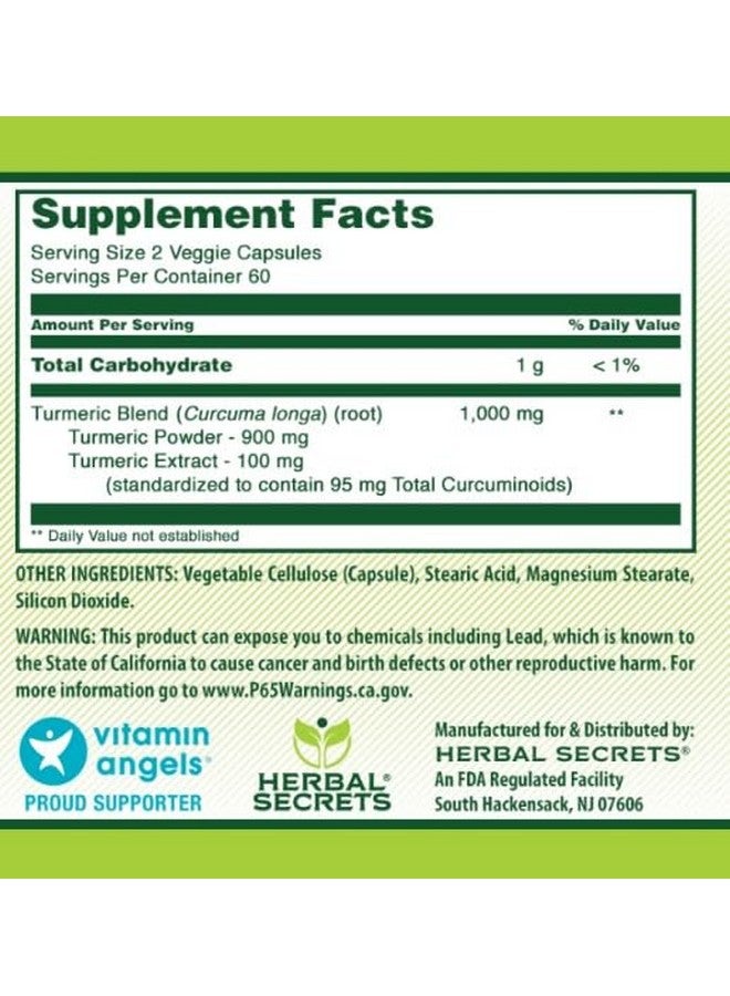Herbal Secrets Turmeric Curcumin Supplement | 1000 Mg Per Serving | 120 Veggie Capsules | Blend of Turmeric Powder & Turmeric Extract | Non-GMO | Gluten Free | Made in USA - Image 4