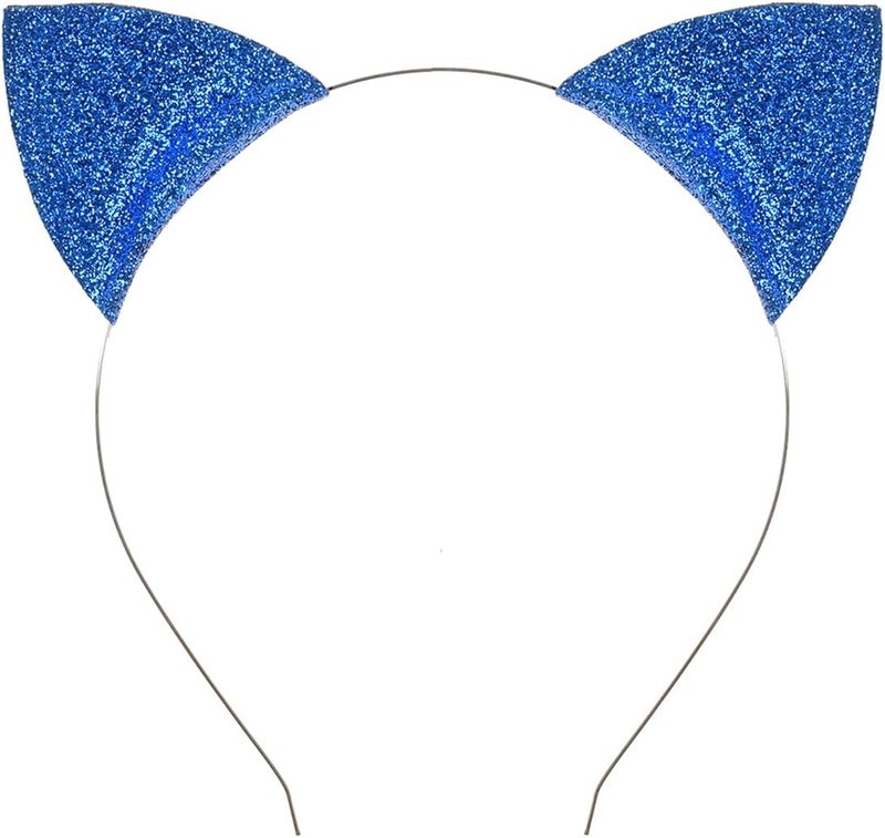 Merroyal Glitter Cat Ears Headband Halloween Fancy Dress Cat Woman Hairband Cosplay - Image 1