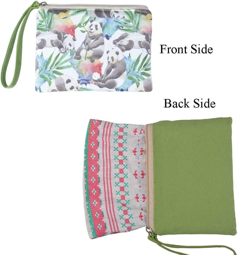 Rantanto Small Cute Cash Coin Purse, Canvas Change Purse, Kawaii Coin Pouch With Handle Christmas Gift For Women Teenager Girls (BG0005 Panda) - Image 3