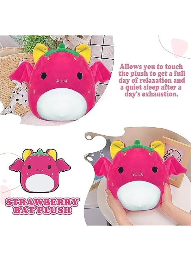 ROMINVIC Strawberry Bat Plush,8 inch Stuffed Animal Bat Plush Pillow, 3D Kawaii Bat Plushie Stuffed for  Birthday Kids Gifts Home Decoration  - Image 3