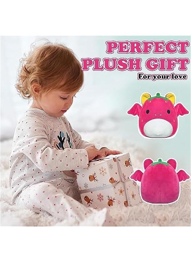 ROMINVIC Strawberry Bat Plush,8 inch Stuffed Animal Bat Plush Pillow, 3D Kawaii Bat Plushie Stuffed for  Birthday Kids Gifts Home Decoration  - Image 4