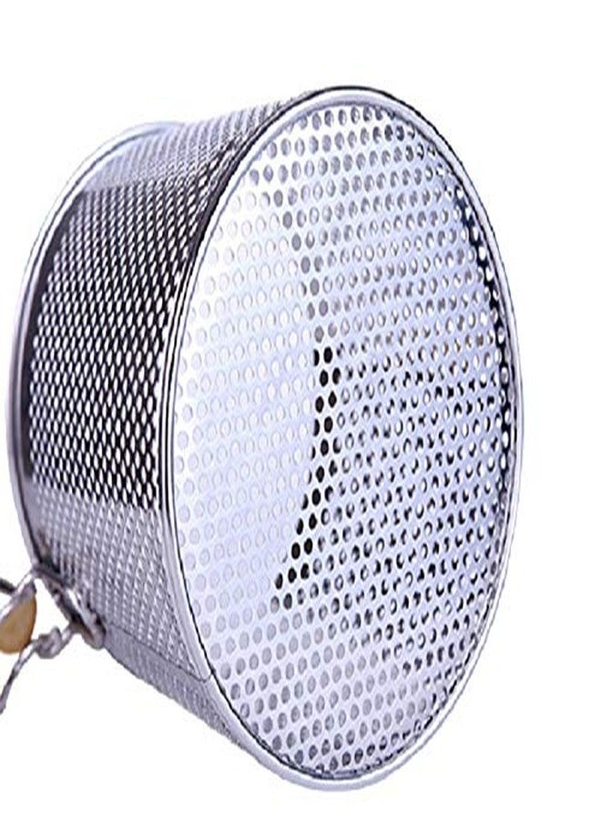 FixtureDisplays® 5" x 5 1/4" Stainless Steel Pasta Strainer Colander/Blanching Basket with Wood Handle and Flat Bottom 18017 - Image 3