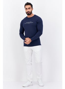 French Connection Men Crew Neck Long Sleeve Brand Logo T Shirt, Navy  - Image 4