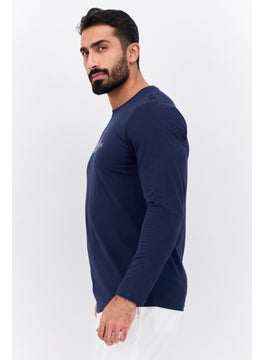 French Connection Men Crew Neck Long Sleeve Brand Logo T Shirt, Navy  - Image 2