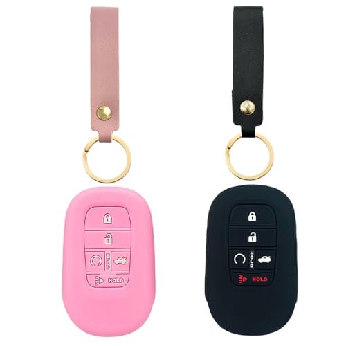 QKWL Key Fob Cover Car Keychain Key Fob Protector Compatible with Honda Civic Accord CRV HRV Pilot Sport Si EX EXL Touring 20222026 2 Pcs BlackPink - Image 1