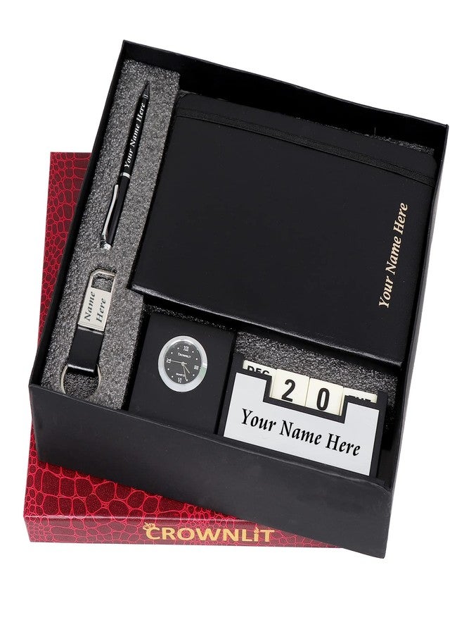 CrownLit 4 in 1 Notebook Diary,Metal Keychain and Pen with Desk Organiser Gift Set - Image 1