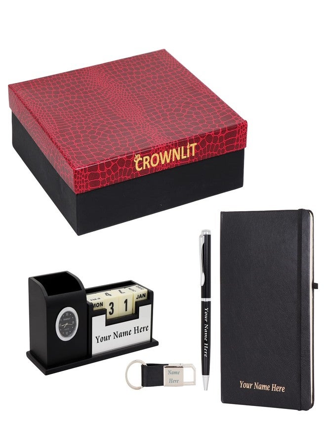 CrownLit 4 in 1 Notebook Diary,Metal Keychain and Pen with Desk Organiser Gift Set - Image 2