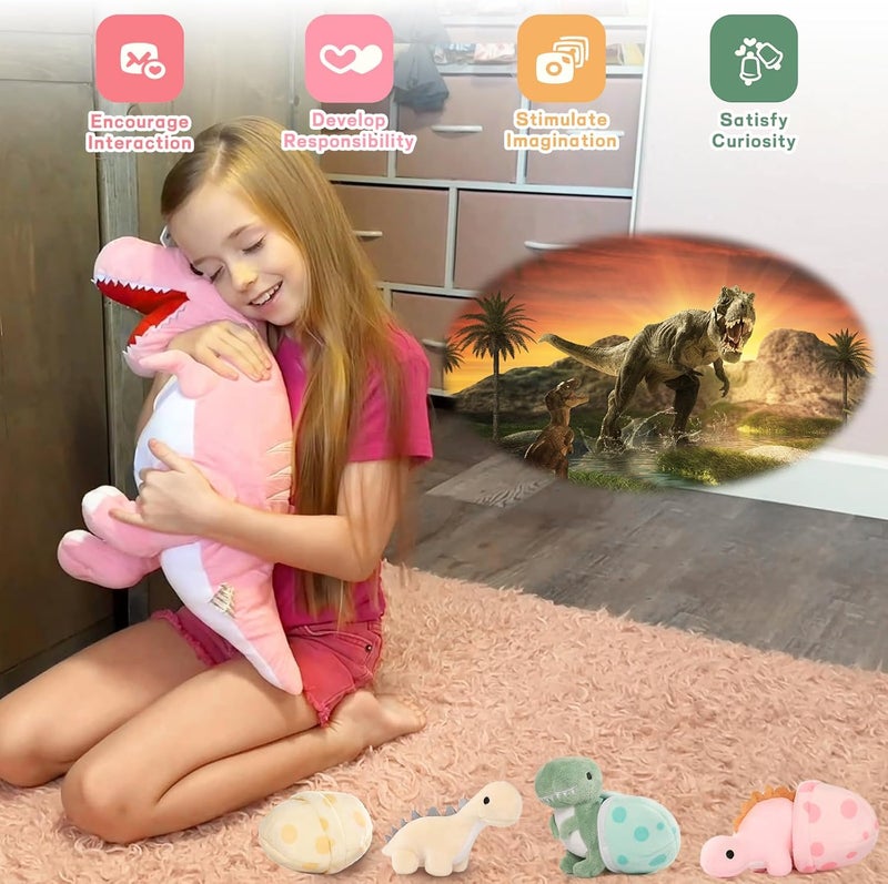 MorisMos Pink Dinosaur Teddy with Babies in Eggs, Cuddly Lifelike Tyrannosaurus Rex Dino Plush Stuffed Animal Soft Toys,Presents for Girls Kids Boys-Valentines gift Birthday Party Decor 58cm/23in - Image 5