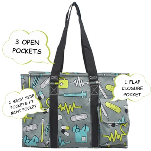 NGIL Zip-Top Tote Bag with Exterior Pockets for Working Women, Nurses, and Moms, Design in USA (Nurse Black) - Image 2