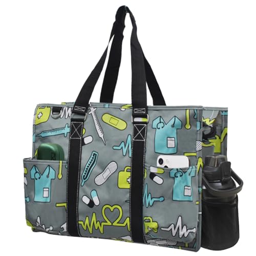 NGIL Zip-Top Tote Bag with Exterior Pockets for Working Women, Nurses, and Moms, Design in USA (Nurse Black) - Image 1