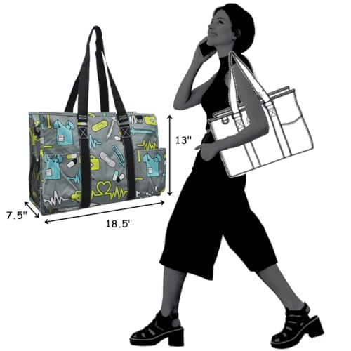 NGIL Zip-Top Tote Bag with Exterior Pockets for Working Women, Nurses, and Moms, Design in USA (Nurse Black) - Image 4