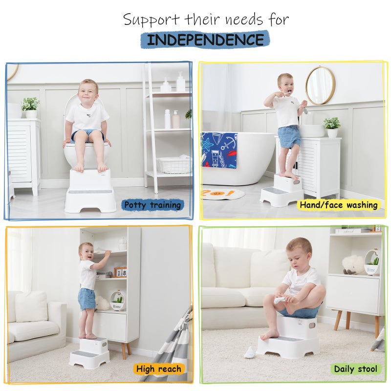 Harwaya Toddler Step Stool for Bathroom Sink, 2-Pack Kids Toilet Potty Step Stools, Heavy Duty Baby Child Stepping Stool with Handle for Toddlers Kitchen Counter Bedroom Nursery Room (White) - Image 5