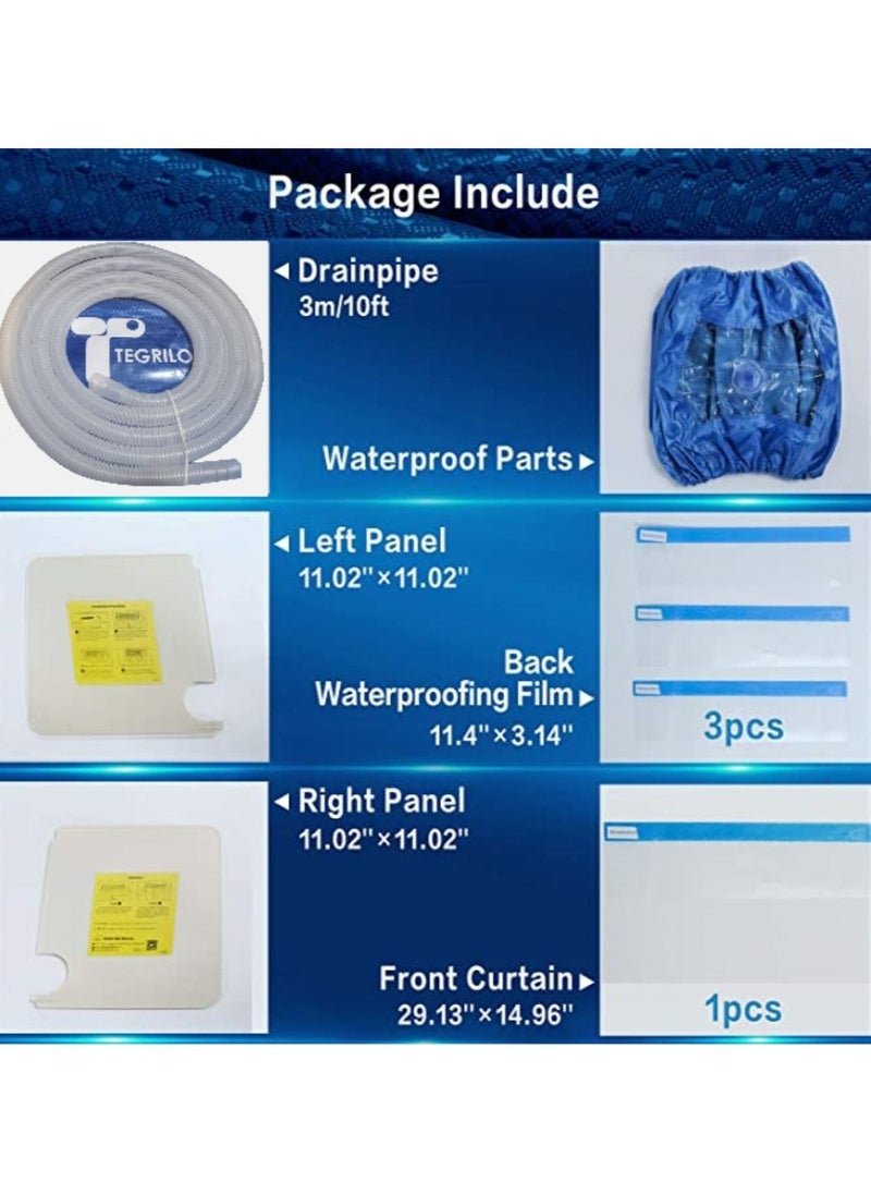TEGRILO Air Conditioner Cleaning Cover Dust Washing Bag for large size 2P-3P Wall Mounted AC Service with pipe and side plates  - Image 2
