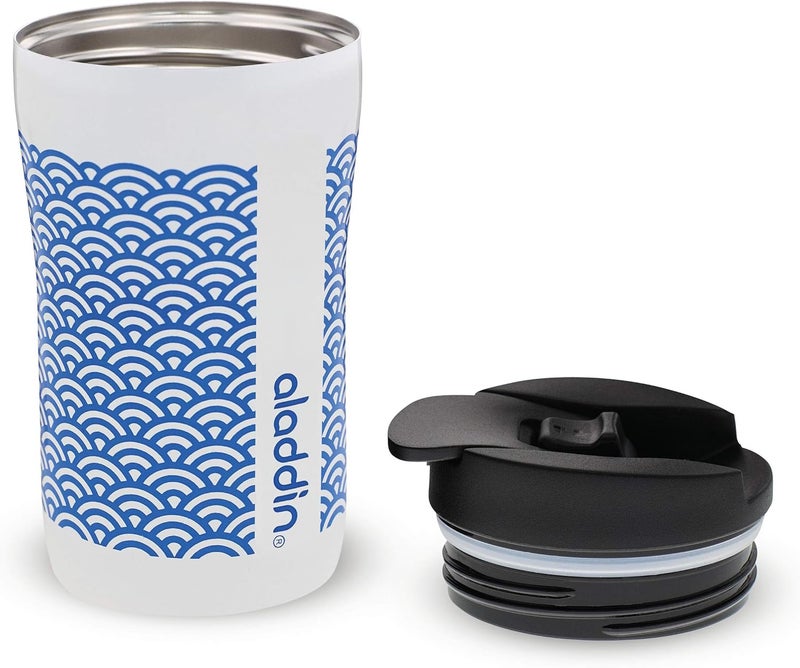Aladdin Latte Leak-Lock™ Stainless Steel Mug 0.25L with White and Blue Graphics - Image 4