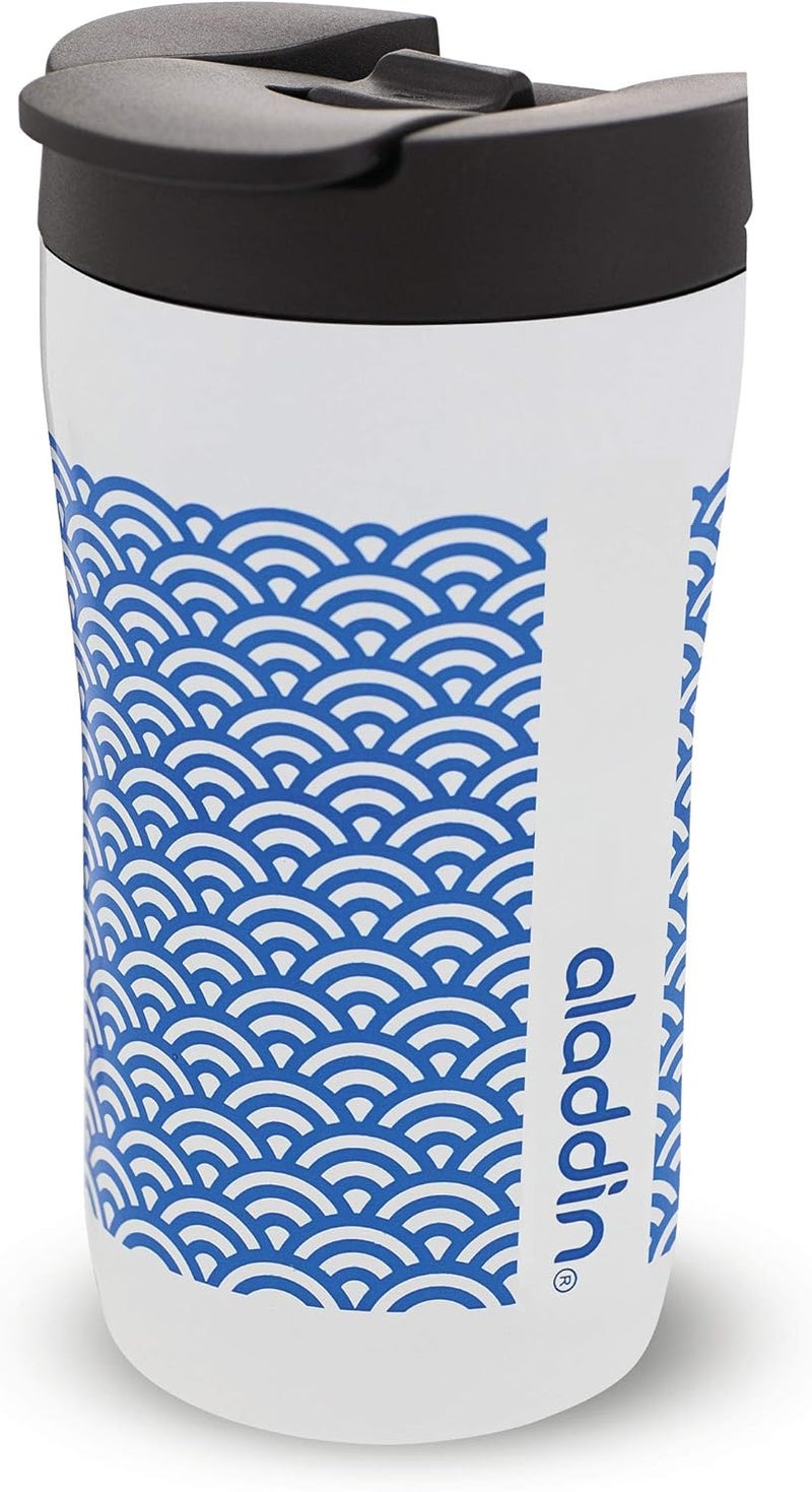 Aladdin Latte Leak-Lock™ Stainless Steel Mug 0.25L with White and Blue Graphics - Image 1